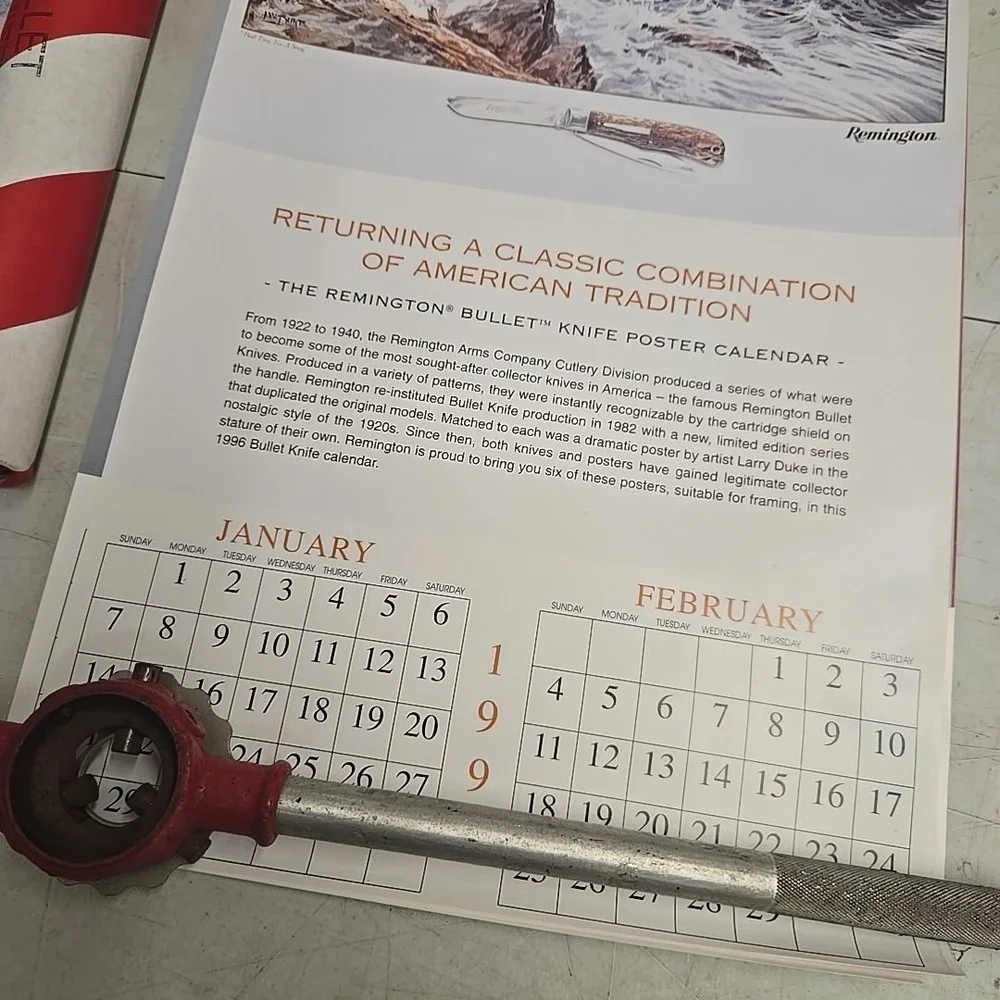 1996 Remington Bullet Knife Mini‎ Trapper Calendar 30x20